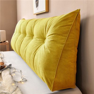BAGASI Triangular Reading Pillow Large Bolster Headboard Backrest Positioning Support Wedge Pillow for Day Bed Bunk Bed with Removable Cover,Yellow,150 * 50 * 20cm