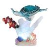ICE ARMOR 7.5" W Sea Turtle with Clownfish on Coral with LED Night Light Marine Life Decoration Figurine view 1