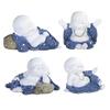 ICE ARMOR 4-PC Blue and White Miniature Maitreya Buddha in Different Poses 4.5" H Feng Shui Statue Decoration Figurine Set view 1