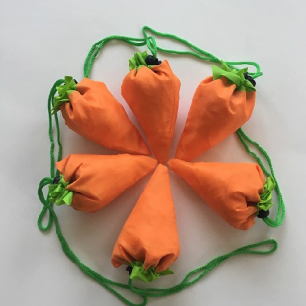 clinmday Easter Carrot Candy Bag,Large Capacity Double Drawcord Handheld Folding Carrot Candy Gift Storage Bags Festival Supply Carrot Set