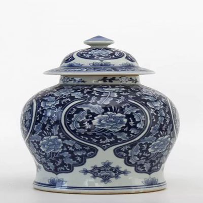 AMITVA Ceramic Colorful Vases Ginger Jar with Lid for Home Decor, Temple Jar Enamel Imitated Antique Vase Traditional Chinese Porcelain Dried Flower Vases Decoration-E:High 31 cm