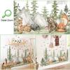 Amaonm 4 Sheet of 12x36 inch Giant Mountain Forest Tree Wall Decal Woodland Deer Bear Fox Birds Wall Stickers 3D DIY Peel and Stick Jungle Wild Animal Pine Wall Decor for Kids Boys Bedroom Playroom view 3