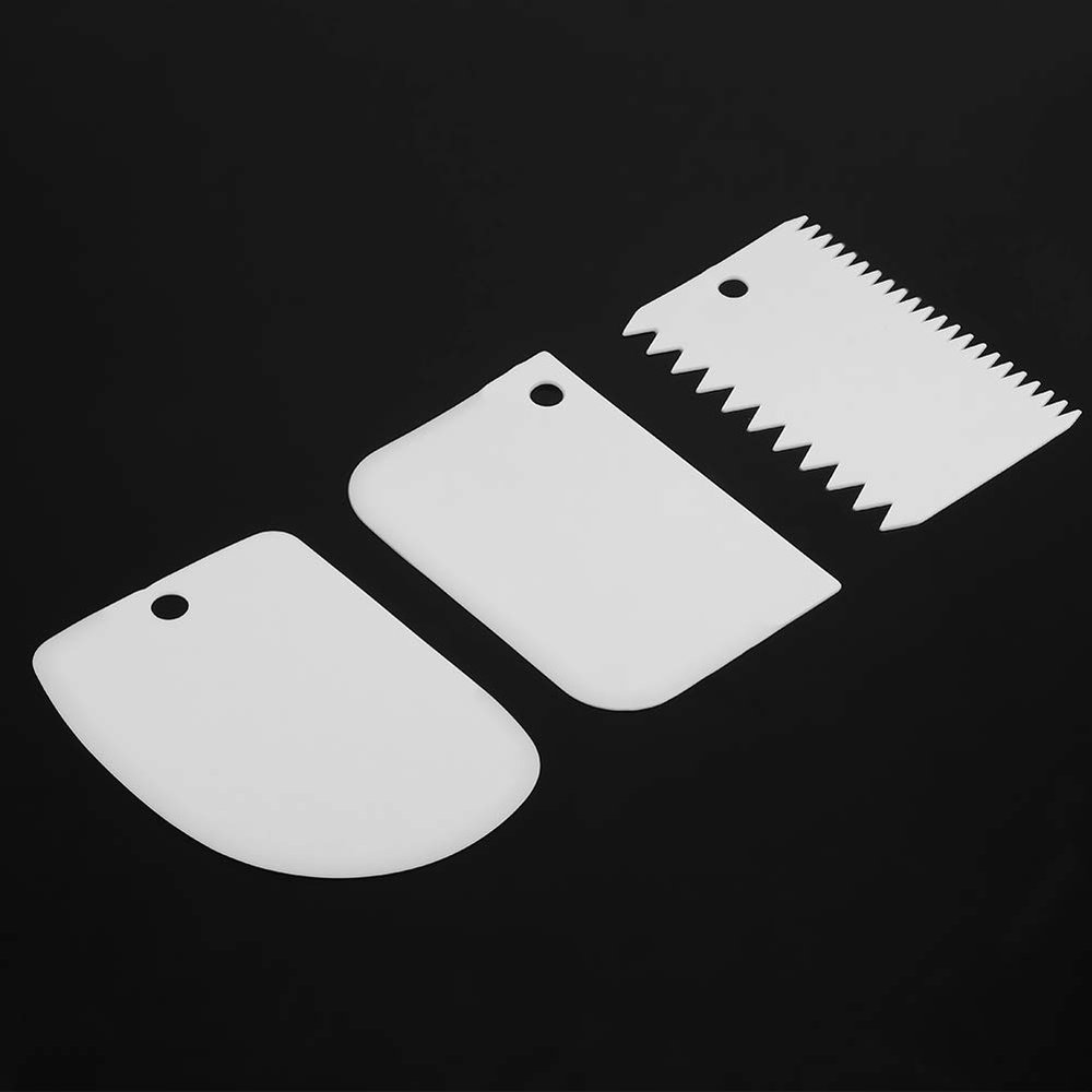 3Pcs Set Plastic Cream Dough Scraper Cutter Spatulas For Pastry Cake Decoration Plastic Dough Kneading Bowl,Cake Scraper Smoother,Dough Scraper Decoration