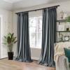 Macochico Pinch Pleated Blackout Curtain Drape with Liner Soft Velvet Thermal Insulated Room Darkening Window Curtain for Bedroom Living Room, Dark Grey, 84W x 84L, 2 Panels view 2