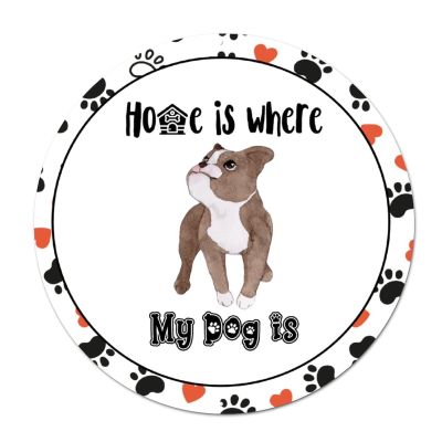 Bomehhjuli Welcome Sign Front Decor Funny Dog Round Metal Sign Home is Where My Dog is Wreath Metal Wall Art Chihuahua Paw Heart Pet Animal Unique Decoration Sign for Bar Pub Home Cafes Garage 9.2in