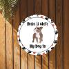 Bomehhjuli Welcome Sign Front Decor Funny Dog Round Metal Sign Home is Where My Dog is Wreath Metal Wall Art Chihuahua Paw Heart Pet Animal Unique Decoration Sign for Bar Pub Home Cafes Garage 9.2in view 2