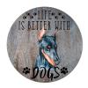 Bomehhjuli Welcome Sign for Wall Life is Better with Dogs Round Tin Sign Dachshund Dog Aluminum Sign Dog Lover Antique Wall Decor Art for Bar Cafe Garage Home 9.2in view 1