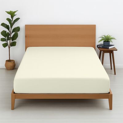 Cottington Lane 1 Piece King Size Fitted Sheet Only, Premium Hotel Quality Egyptian Cotton, 15 Inch Deep Pocket Bottom Sheets, Soft, Breathable, Cool & Crisp Bed Sheets, Ivory Solid