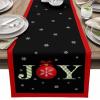 Table Runner Dresser Scarves, Christmas Joy Xmas Baubles with Bell Table Runners 108 Inches Long,Non-Slip Washable Kitchen Dining Coffee Table Decor for Farmhouse Party Holiday Dinner view 1