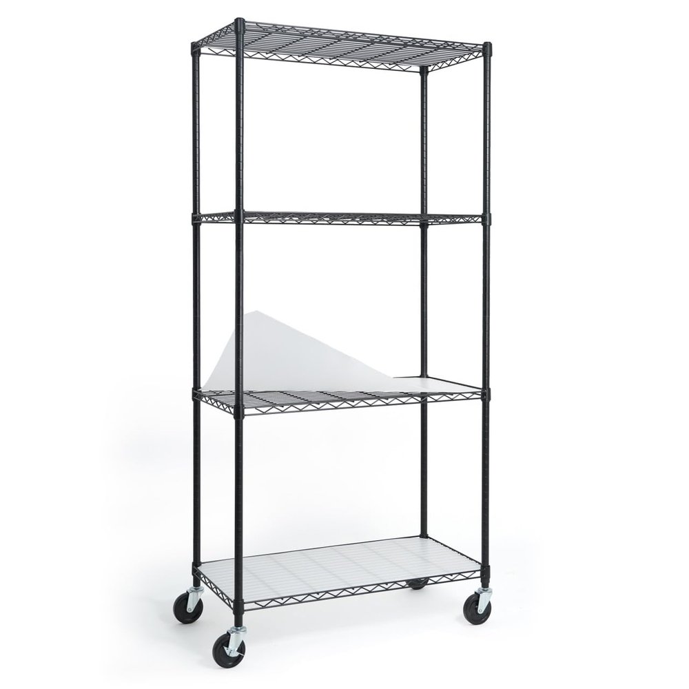 CAPHAUS NSF Heavy Duty Wire Shelving w/Wheels, Leveling Feet & Liners, Storage Metal Shelf, Garage Shelving Storage, Utility Wire Rack Storage Shelves, W/White Clear Liner, 36 x 18 x 76 4-Tier