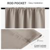 PONY DANCE Blackout Window Curtains - Rod Pocket Window Treatments Curtain Panels/Draperies Room Darkening Noise Reducing Home Fashion, Wide 42 x Long 36 inches, Light Taupe, One Pair view 2