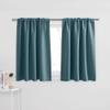 PONY DANCE Slate Blue 36 inch Length Curtains - Room Darkening Kitchen Solid Thermal Draperies Rod Pocket Short Panels Drapes for Bedroom Window Treatments, 42 W by 36-inch L,Slateblue, 2 PCs view 1