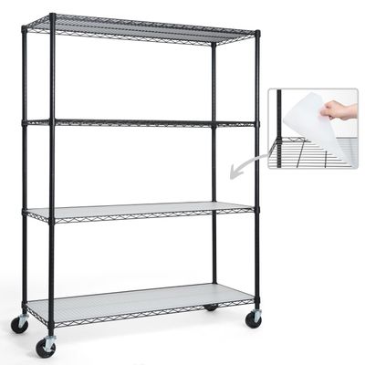 CAPHAUS NSF Commercial Grade Heavy Duty Wire Shelving w/Wheels, Leveling Feet & Liners, Storage Metal Shelf, Garage Shelving Storage, Utility Wire Rack Storage Shelves, 48 x 18 x 76 4-Tier w/Liner