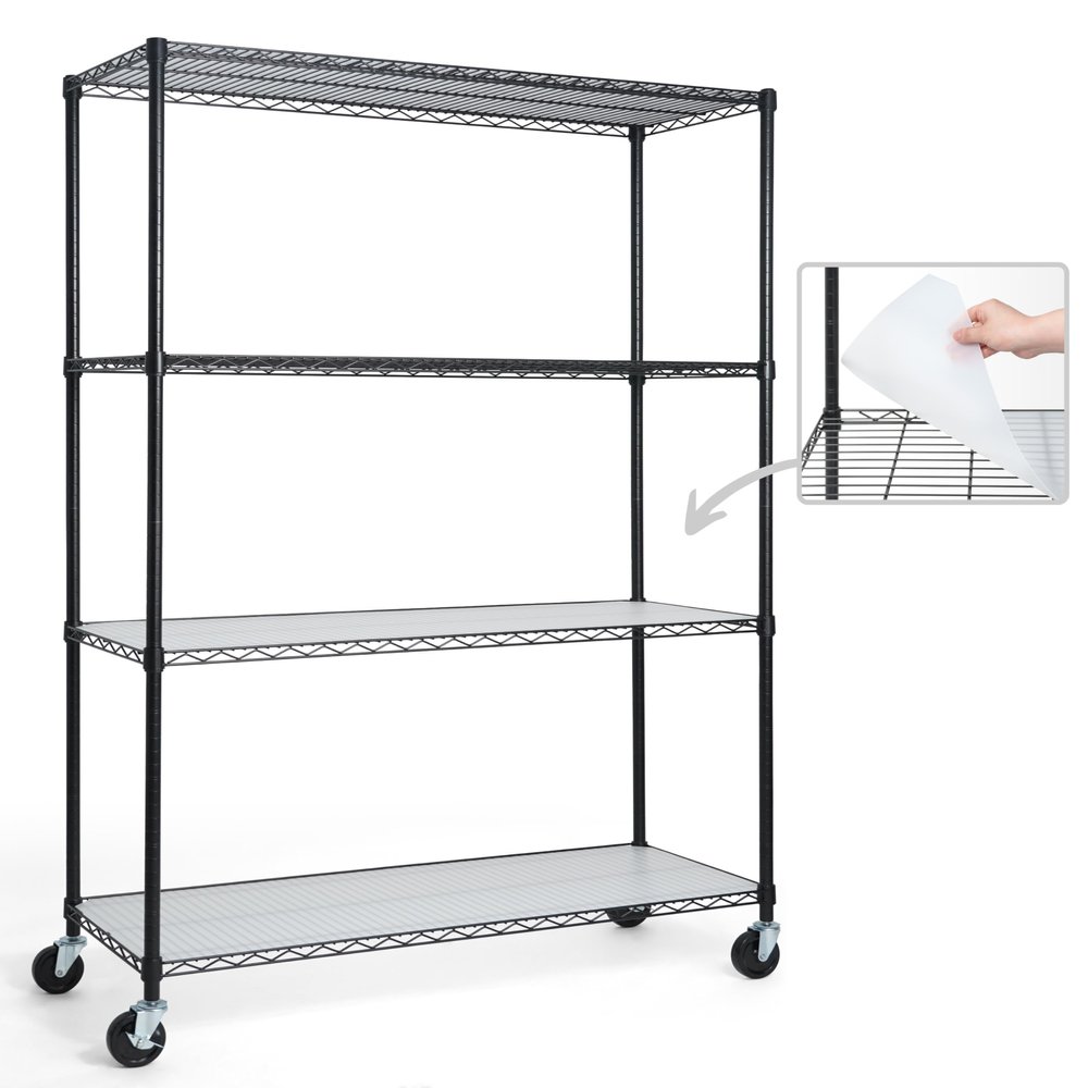CAPHAUS NSF Commercial Grade Heavy Duty Wire Shelving w/Wheels, Leveling Feet & Liners, Storage Metal Shelf, Garage Shelving Storage, Utility Wire Rack Storage Shelves, 48 x 18 x 76 4-Tier w/Liner