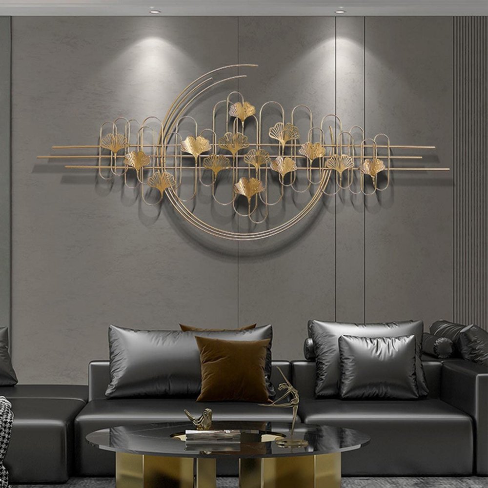 AMITVA 3D Large Metal Wall Art Decor, Wrought Iron Metal Wall Hangings, Bedroom Wall Hangings Above Bed Luxury Gifts for Living Room, Office, Study, Hotel,150 * 66Cm
