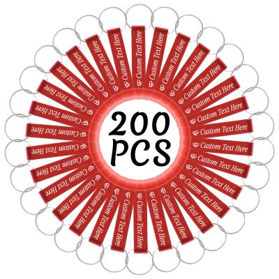 200PCS Personalized Bottle Opener Keychain Bulk Custom Beer Bottle Opener with Logo Text Engraved Wedding Bottle Opener Favors Customized Gifts for Guests Baby Shower Birthday Party-Red