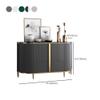 LITFAD Modern Marble Sideboard Wood Door Side Board with Cabinets Freestanding Entrance Cabine Decorative Cabinet for Kitchen Dining Living Room - Black&White 55" L x 16" W x 35" H view 2