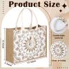 Buryeah 2 Pcs Large Beach Burlap Jute Tote Bag for Women Straw Cute Beach Jute Tote Handbags Reusable Grocery Bag for Mother Teacher Wedding Shopping Travelling Gym view 3