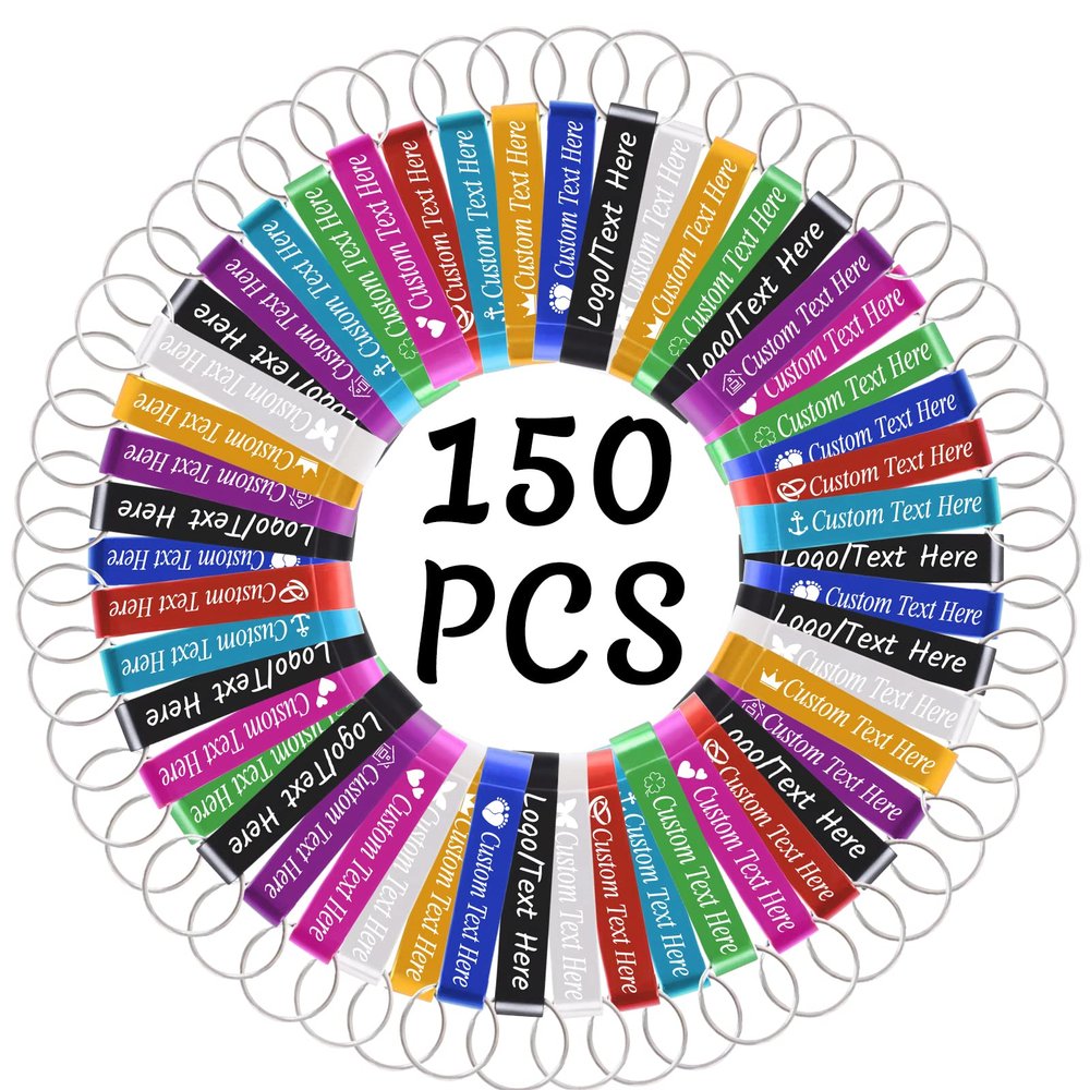 150PCS Personalized Bottle Opener Keychain Bulk Custom Beer Bottle Opener with Logo Text Engraved Wedding Bottle Opener Favors Customized Gifts for Guests Baby Shower Birthday Party-Assorted