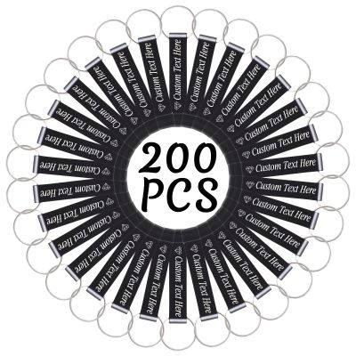 200PCS Personalized Bottle Opener Keychain Bulk Custom Beer Bottle Opener with Logo Text Engraved Wedding Bottle Opener Favors Customized Gifts for Guests Baby Shower Birthday Party-Black