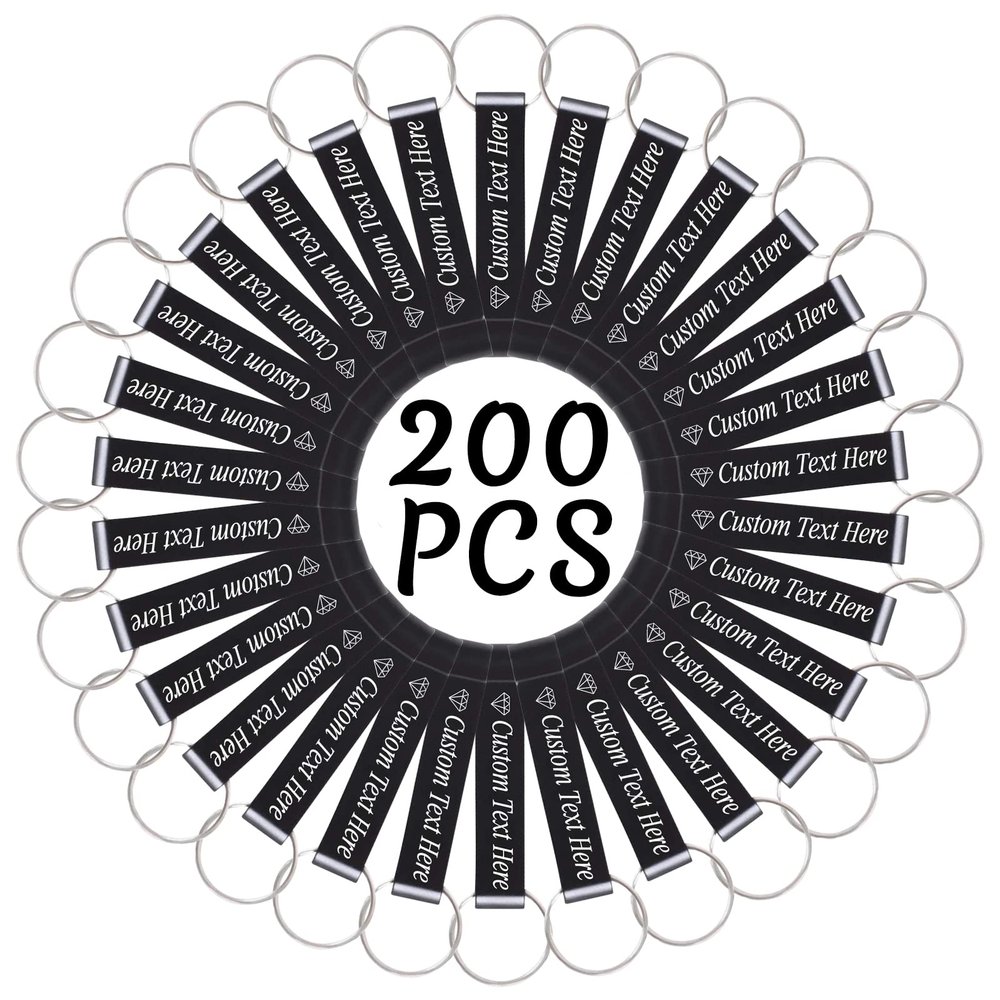 200PCS Personalized Bottle Opener Keychain Bulk Custom Beer Bottle Opener with Logo Text Engraved Wedding Bottle Opener Favors Customized Gifts for Guests Baby Shower Birthday Party-Black