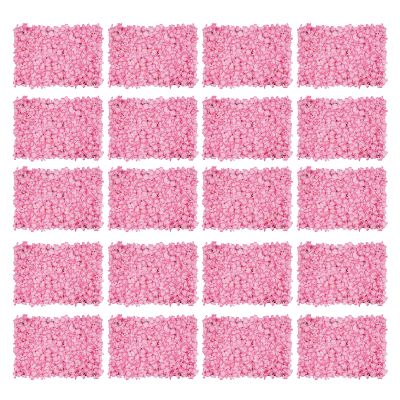 20 Pack 24"x16" Artificial Flower Wall Panels, Pink Floral Backdrop Decoration Faux Flowers Panel, Artificial Flower Wall Mat Silk Rose Flower Panels for Wedding Party Birthday Home Decoration
