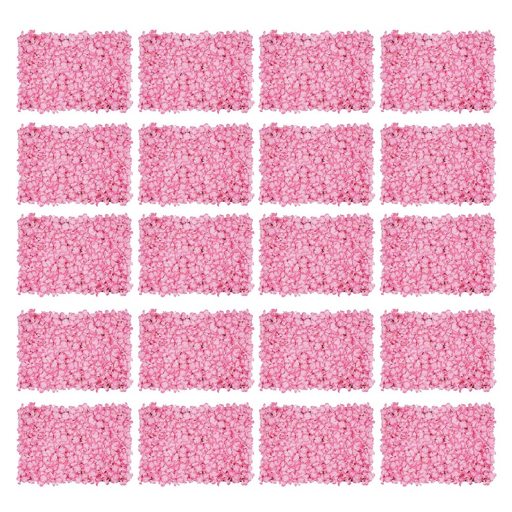 20 Pack 24"x16" Artificial Flower Wall Panels, Pink Floral Backdrop Decoration Faux Flowers Panel, Artificial Flower Wall Mat Silk Rose Flower Panels for Wedding Party Birthday Home Decoration
