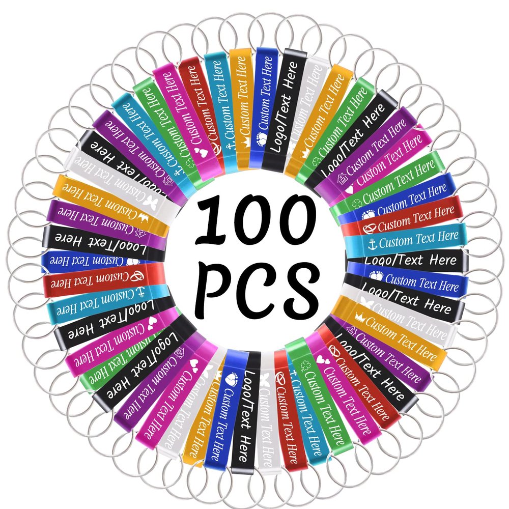 100PCS Personalized Bottle Opener Keychain Bulk Custom Beer Bottle Opener with Logo Text Engraved Wedding Bottle Opener Favors Customized Gifts for Guests Baby Shower Birthday Party-Assorted
