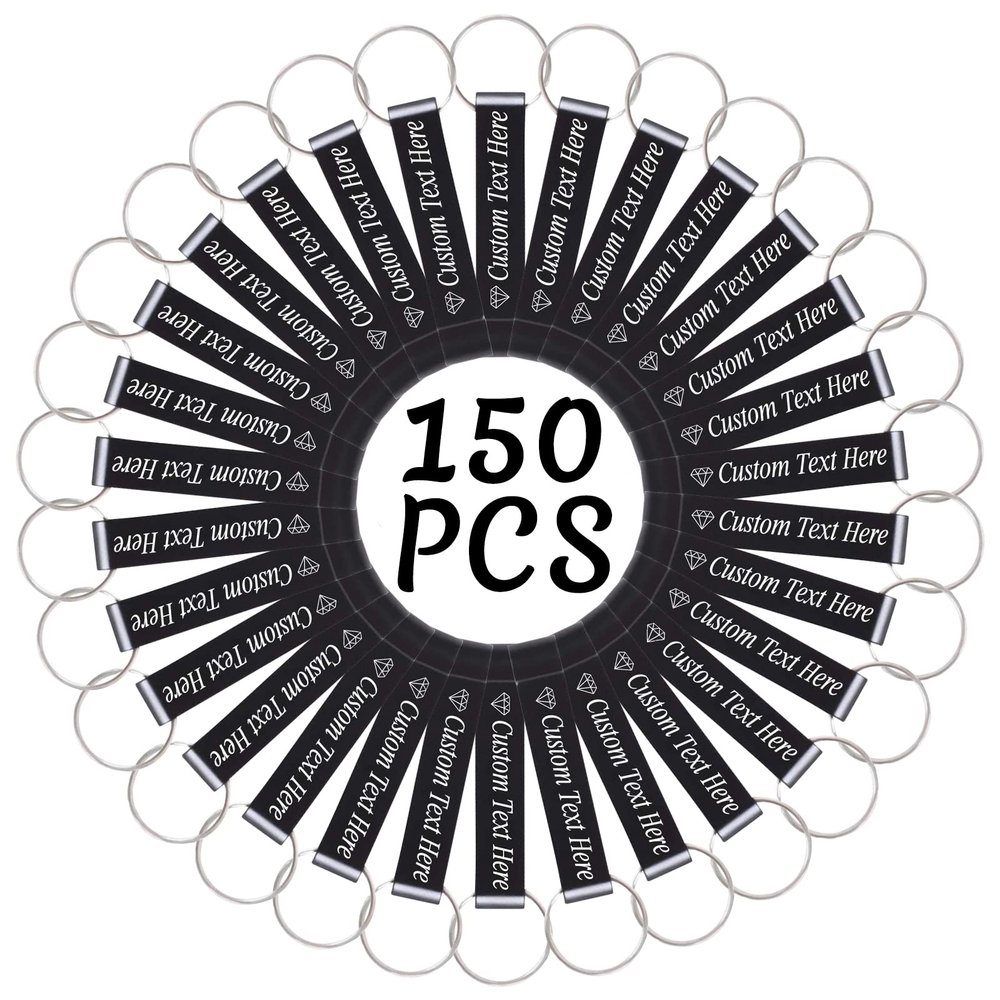 150PCS Personalized Bottle Opener Keychain Bulk Custom Beer Bottle Opener with Logo Text Engraved Wedding Bottle Opener Favors Customized Gifts for Guests Baby Shower Birthday Party-Black