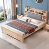 CraftThink Modern Pine Wood Bed Frame Bookcase Standard Bed in Natural, Single Bed for Bedroom Boys Girls- Size: Twin XL, Wood/Upholstered Headboard, Bookcase (Without Pull-Out Storage) view 1