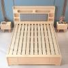 CraftThink Modern Pine Wood Bed Frame Bookcase Standard Bed in Natural, Single Bed for Bedroom Boys Girls- Size: Twin XL, Wood/Upholstered Headboard, Bookcase (Without Pull-Out Storage) view 3