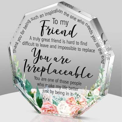 Spiareal Friends Gifts for Women Friendship Graduation Plaque Best Flower Sister Birthday Bestie Thank You Gift for Teacher Mom Female Acrylic Friendship(Simple Nonagon Style)