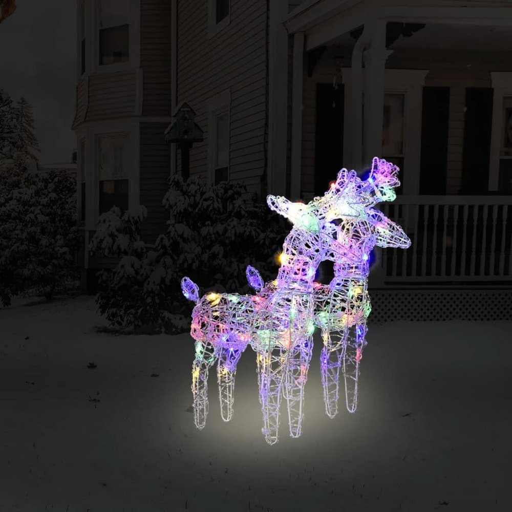 CUMYZO Christmas Reindeers 2 pcs Multicolor 80 LEDs Acrylic 1.84kg/4.05ib Christmas Lighting