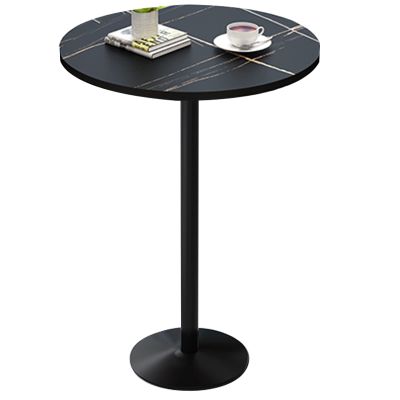AYQEHYO Round Cocktail Pub Table Sintered Stone High Table, Modern Iron Metal Legs, Bar Height Dining Table/Kitchen/Restaurant/Cafe H:(30in, 37in, 41in) D:21.6in(Black,Gray,White)