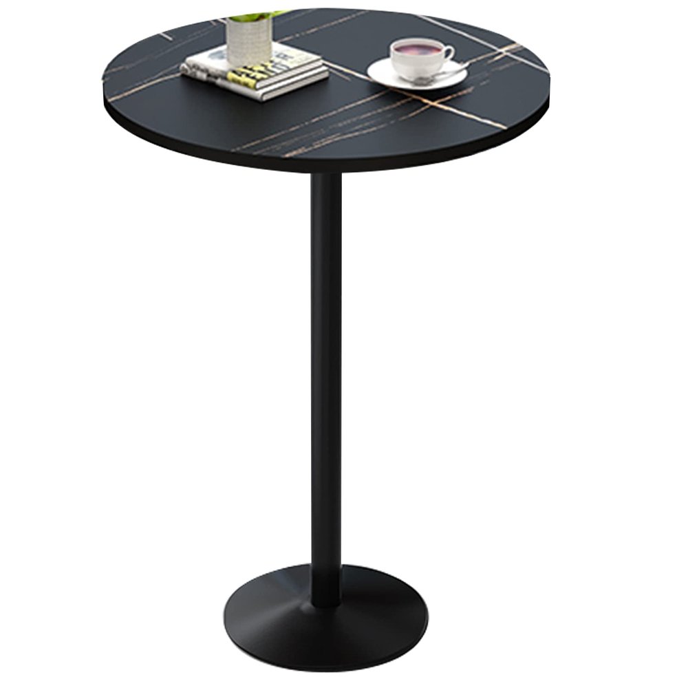 AYQEHYO Round Cocktail Pub Table Sintered Stone High Table, Modern Iron Metal Legs, Bar Height Dining Table/Kitchen/Restaurant/Cafe H:(30in, 37in, 41in) D:21.6in(Black,Gray,White)
