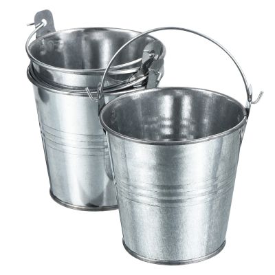 PATIKIL 3" Height Mini Metal Bucket, 3 Pack Colorful Metal Succulents Pot Party Decorative Pails with Handles for Small Succulents, Bright Silver
