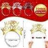 Retisee 96 Pcs 2026 Happy New Year Headband Tiara Glitter New Years Eve Party Favors 2026 Crown Hair Accessory Gifts for Party Decorations Supplies, Gold, Silver, Black view 3