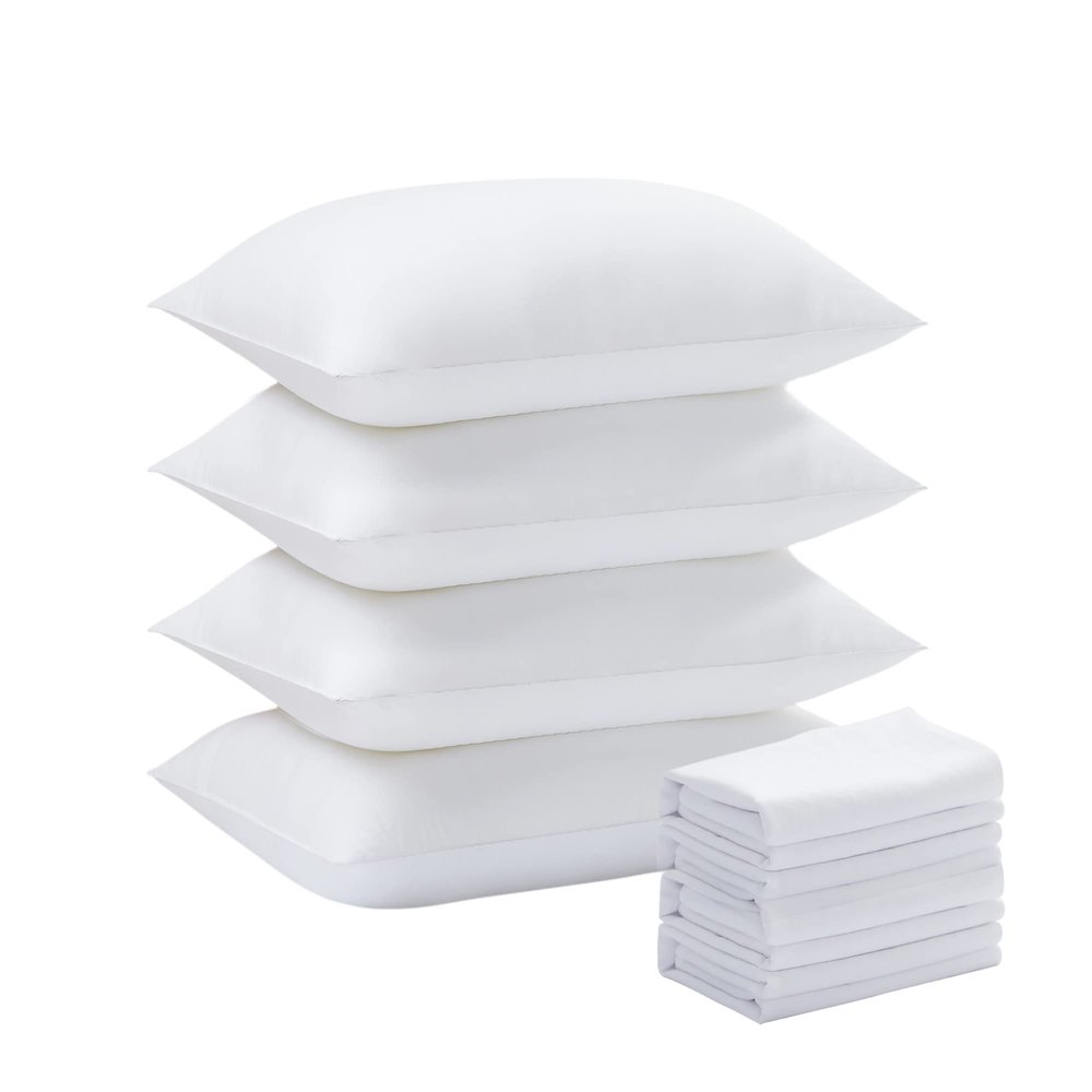 Acanva Cooling Bed Pillows for Sleeping, Premium Microfiber Filling Soft Supportive for Side Back and Stomach Sleepers,with Removable Cover Skin-Friendly, Standard(4 Count), White