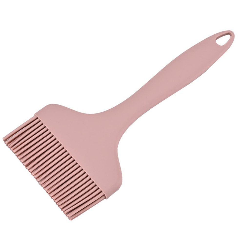 clinmday Barbeque Oil Brush,Heat Resistant Solid Color Long Handle Brush Oil Reusable Hanging Hole,Culinary Oil BBQ Sauce Butter Cooking Baking Brush Pink