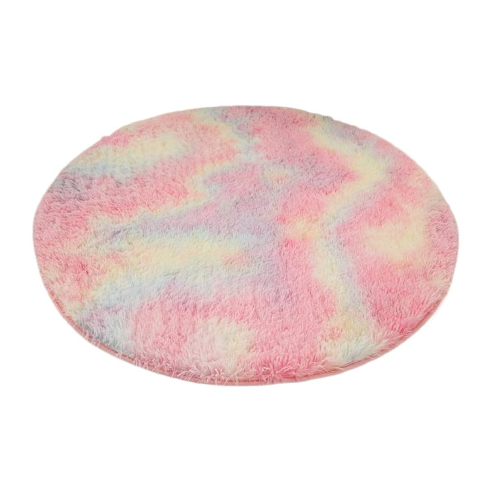 LKXHarleya Rainbow Flurry Round Rug Soft Warm Kid Room Plush Carpets for Living Room Bedroom Home Decor, 60x60cm