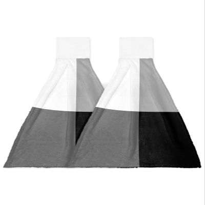 BOBOWUNY Black Grey White 2 Pcs Hanging Kitchen Hand Towels, Modern Abstract Geometric Gradient Art Super Soft Microfiber Tie Towels Aborbent Washcloth for Bathroom Oven Tea Bar