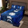 Sun and Moon Kids Bedspread King Size,Starry Sky Galaxy Planet Trippy Coverlet Set,Boys Girls Adults Room Decor,Hassam Hand Dead Snake Boho Exotic Quilted Coverlet,Blue Bedding Quilt,2 Pillowcases view 1