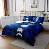 Sun and Moon Kids Bedspread King Size,Starry Sky Galaxy Planet Trippy Coverlet Set,Boys Girls Adults Room Decor,Hassam Hand Dead Snake Boho Exotic Quilted Coverlet,Blue Bedding Quilt,2 Pillowcases view 3
