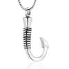 BAOWIQI Urn Necklace For Ashes,Fishing Hook Urn Necklace for Ashes Fish Hook Stainless Steel Cremation Jewelry Memorial Pendant Keepsake for Men (Steel) view 1