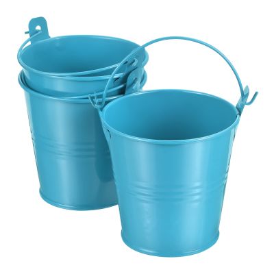 PATIKIL 3" Height Mini Metal Bucket, 3 Pack Colorful Metal Succulents Pot Party Decorative Pails with Handles for Small Succulents, Blue