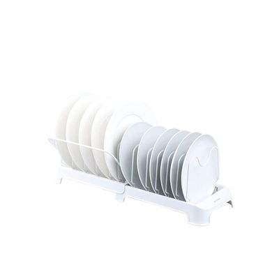 Adjustable Dish Drying Rack Holder, Plastic Drainboard Tray, No-Punching Dish Rack/Dish Drainer Storage Organizer for Kitchen Counter - Holds Plates,12 Clip