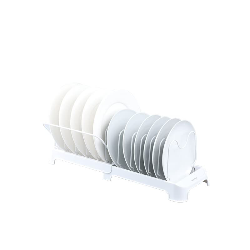 Adjustable Dish Drying Rack Holder, Plastic Drainboard Tray, No-Punching Dish Rack/Dish Drainer Storage Organizer for Kitchen Counter - Holds Plates,12 Clip