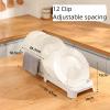 Adjustable Dish Drying Rack Holder, Plastic Drainboard Tray, No-Punching Dish Rack/Dish Drainer Storage Organizer for Kitchen Counter - Holds Plates,12 Clip view 2