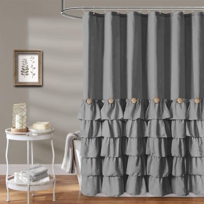 Seasonwood Grey Shower Curtain Ruffle Shower Curtain with Button 72 X 72 inch Bathtubs Decor Accessory Shabby Chic French Country Style