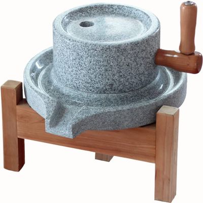 Manual Grain Wheat Flour Paste Stone Mill Grinder, Beans Granite Stone Mill, Natural Rustic Style Hand Crank Food Mill Grinder (Size : M (13.7 Inches/35 cm))